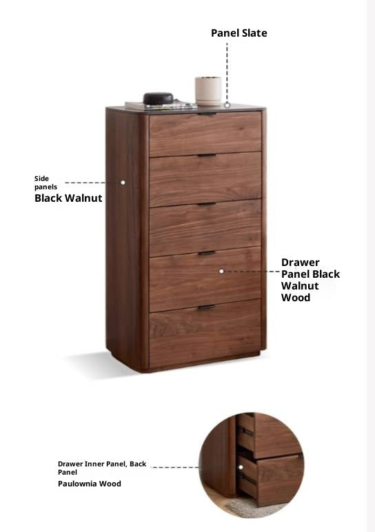 Black Walnut Solid Wood Modern Nordic Style Side Cabinet