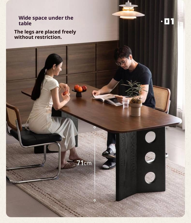 Black Walnut, Ash Solid Wood Retrо Dining Table