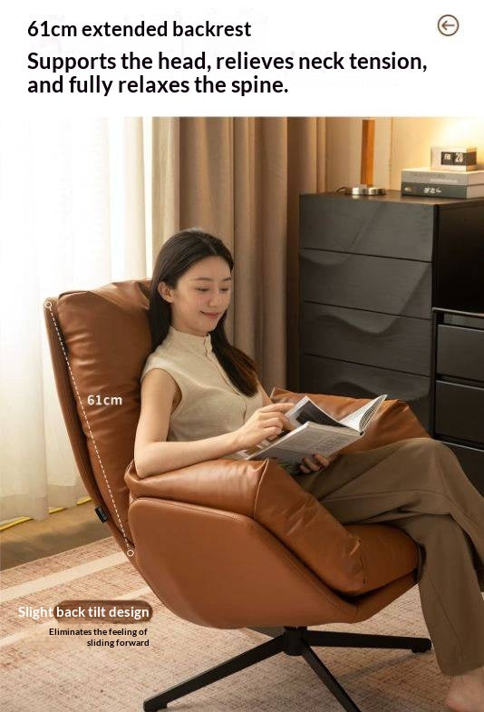 Organic Leather Italian Swivel Lounge Chair