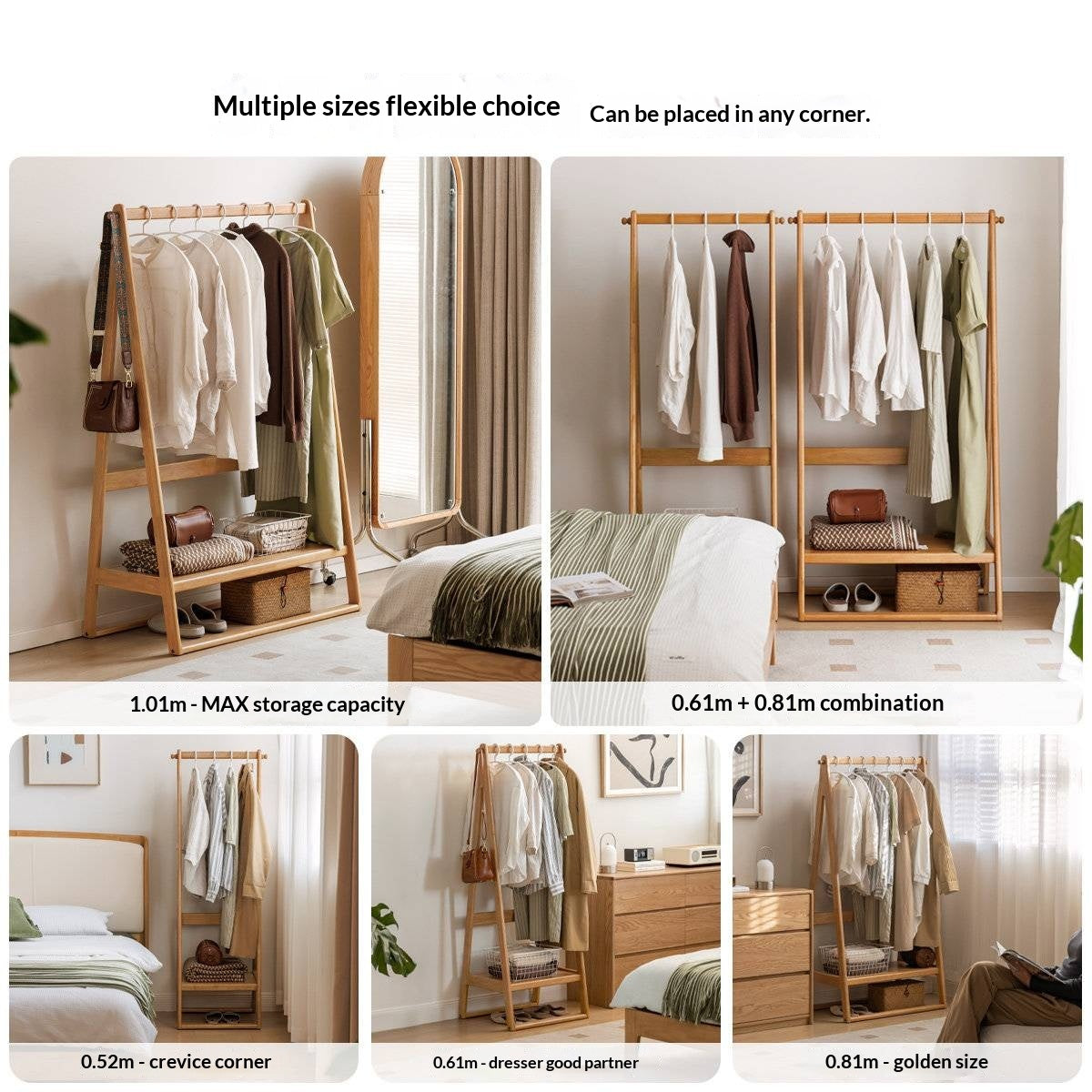 Solid Rubberwood Nordic Minimalist Standing Hanger