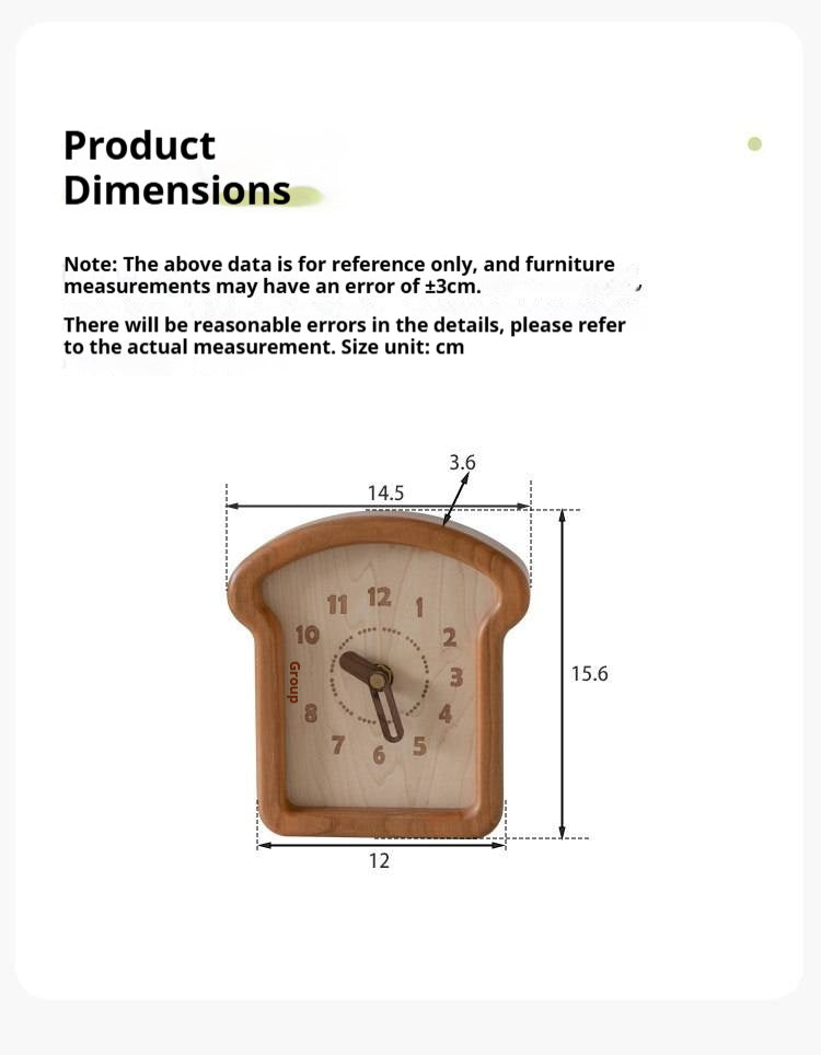 Cherry, Black Walnut Solid Wood Toast Clock Creative