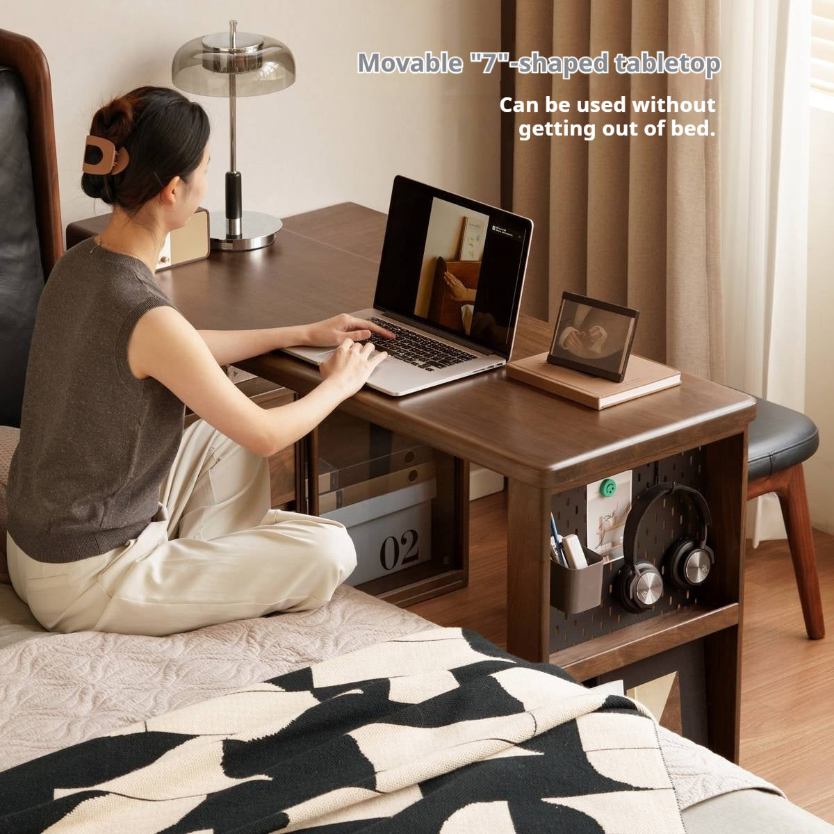 Black Walnut, Oak Solid Wood Italian Light Luxury Corner Office Desk