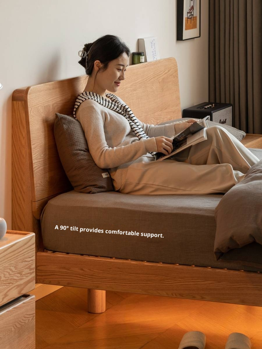 Oak, Ash Solid Wood Luminous Suspended Bed, Nordic Style