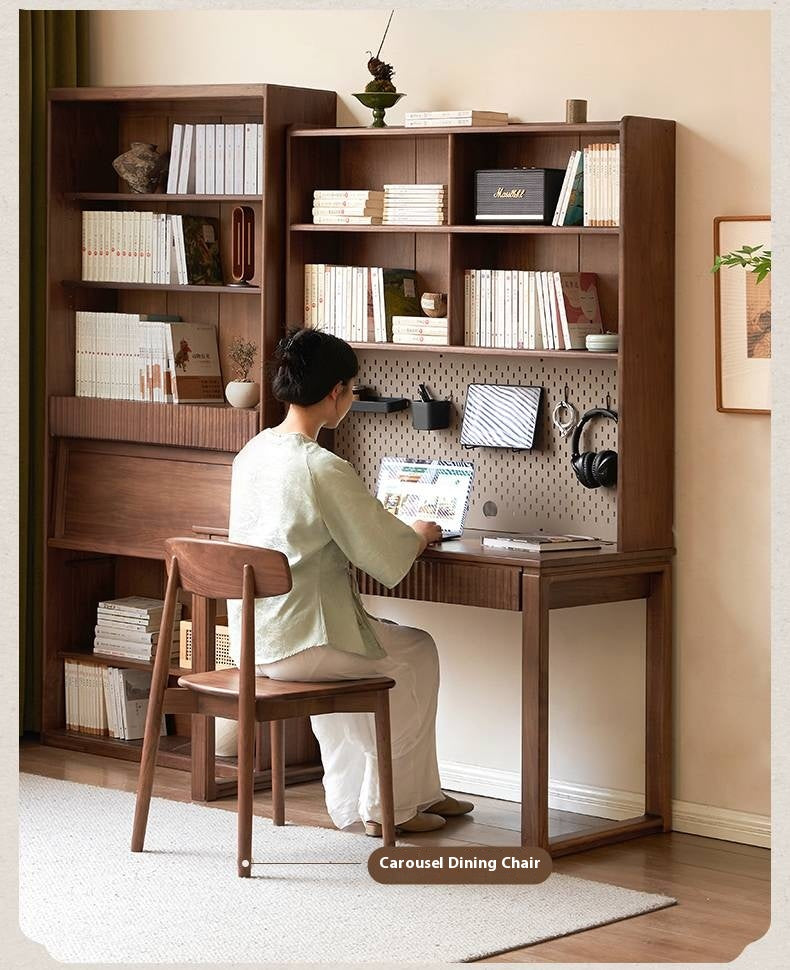 Black Walnut Solid Wood, Solid RubberWood Computer Desk