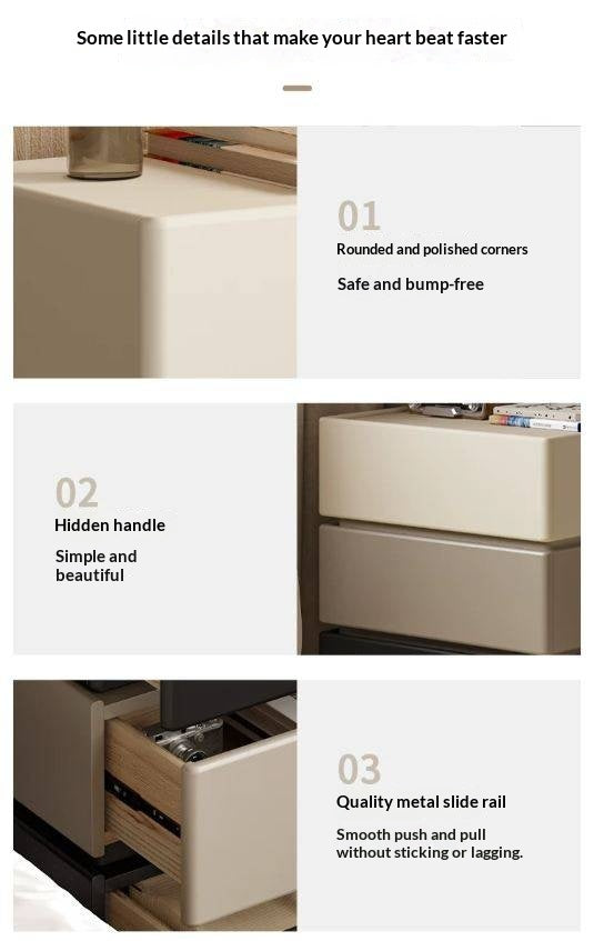 Oak, Ash Solid Wood, Solid RubberWood Light Luxury Side Cabinet