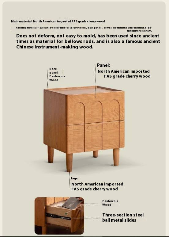 Cherry Solid Wood Retro Nightstand