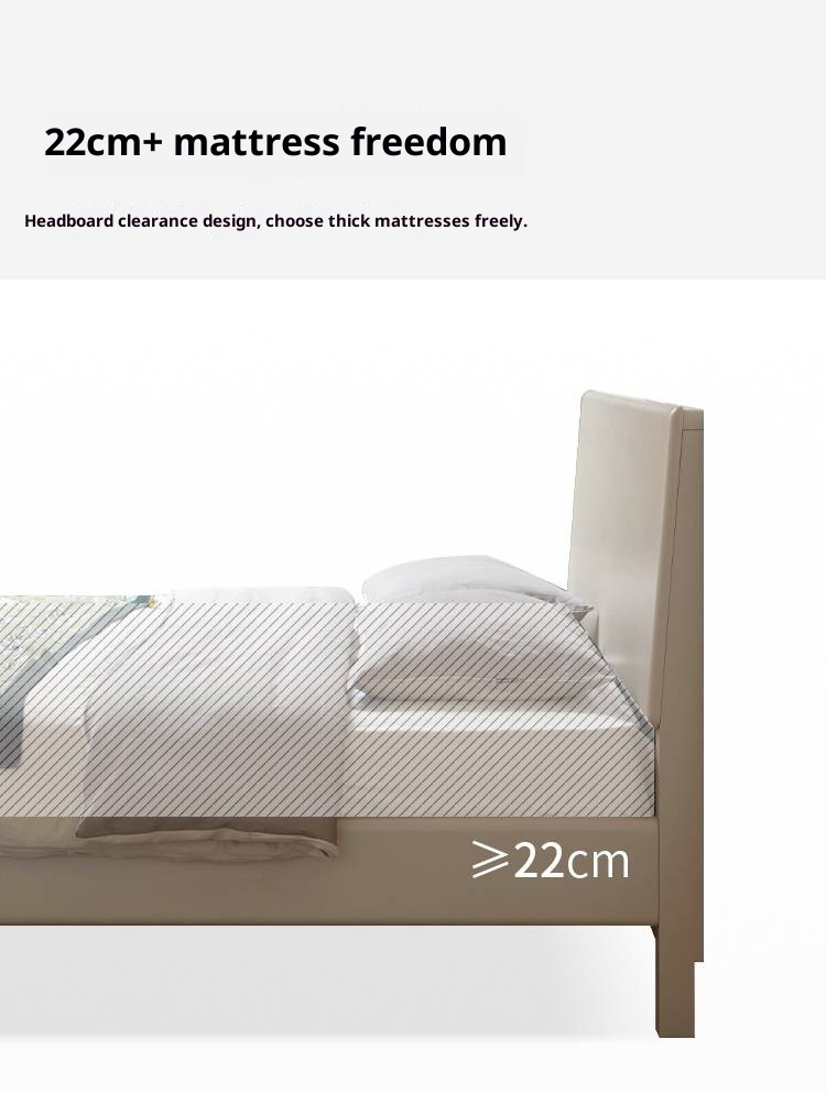 Poplar Solid Wood Floating Bed with Lights, Modern Minimalist