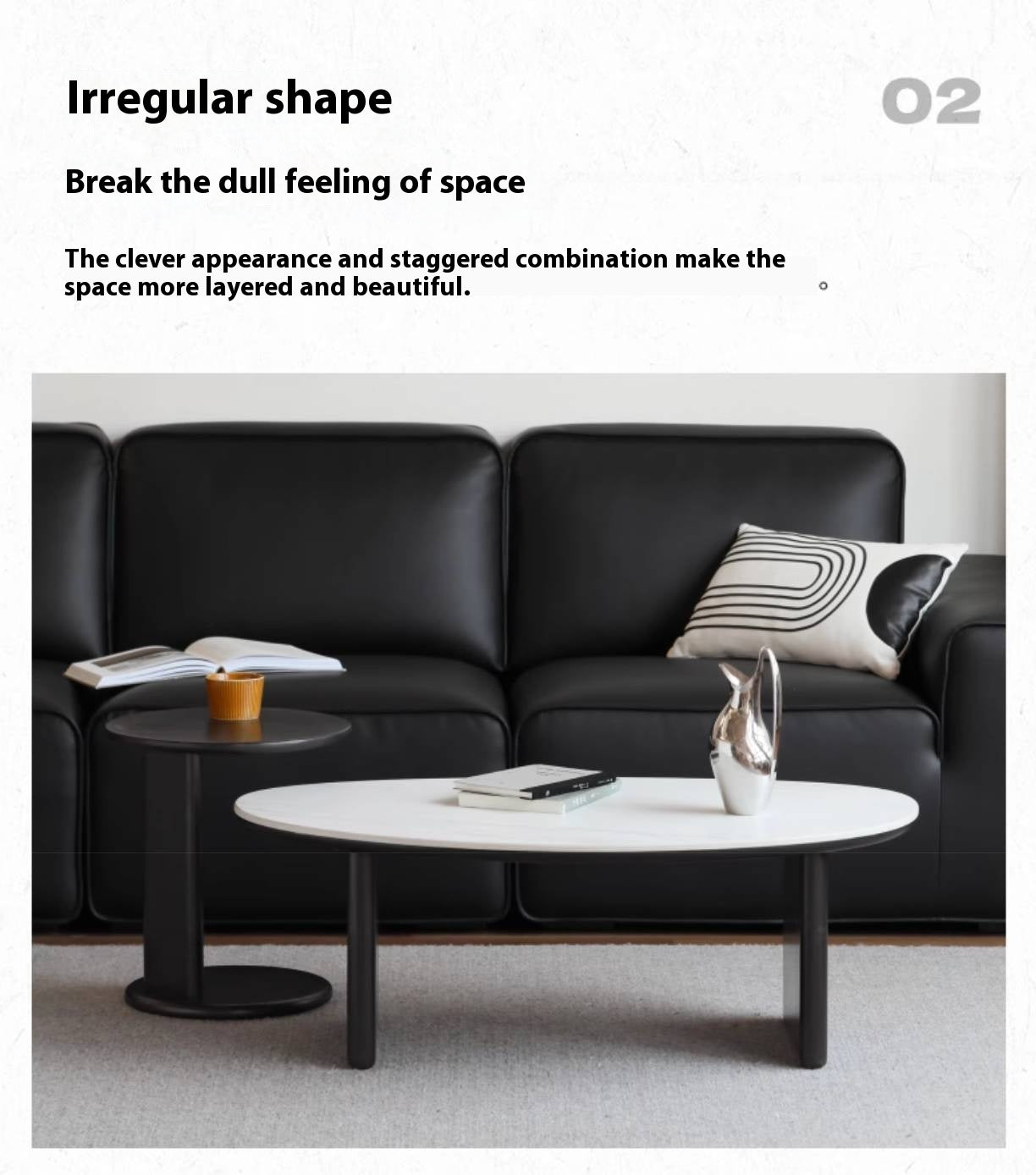 Oak, Ash Solid Wood Rock Slab Coffee Table Combination