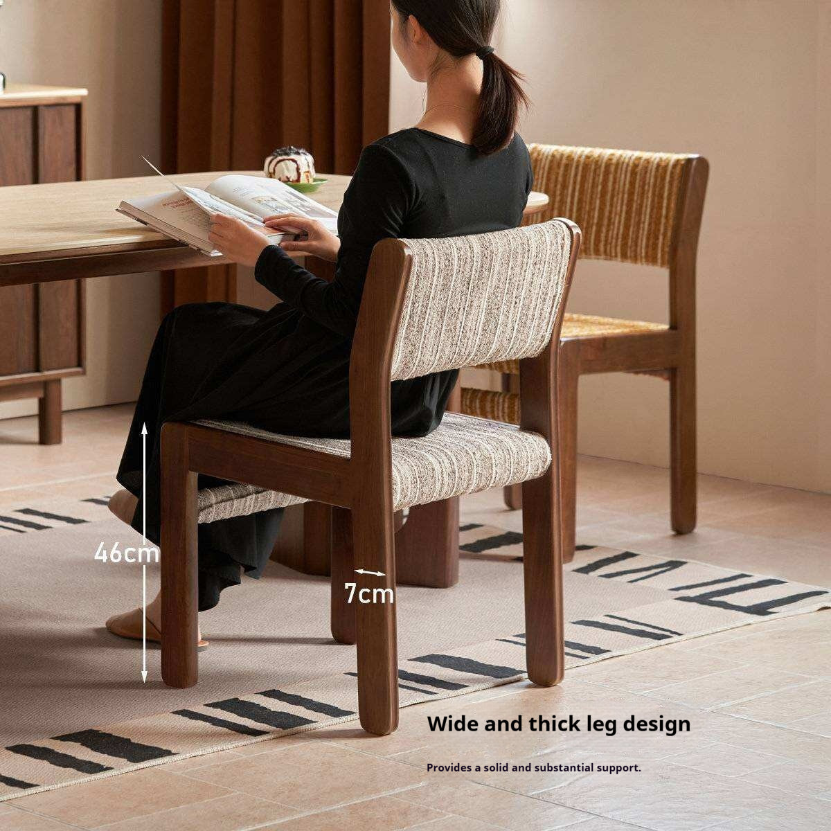 4 pcs -Black Walnut, Oak Solid Wood Modern Minimalist Block-Leg Dining Chair