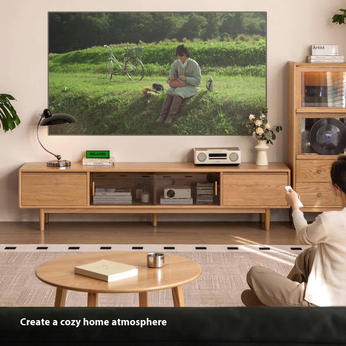 Oak Solid Wood Modern TV Cabinet