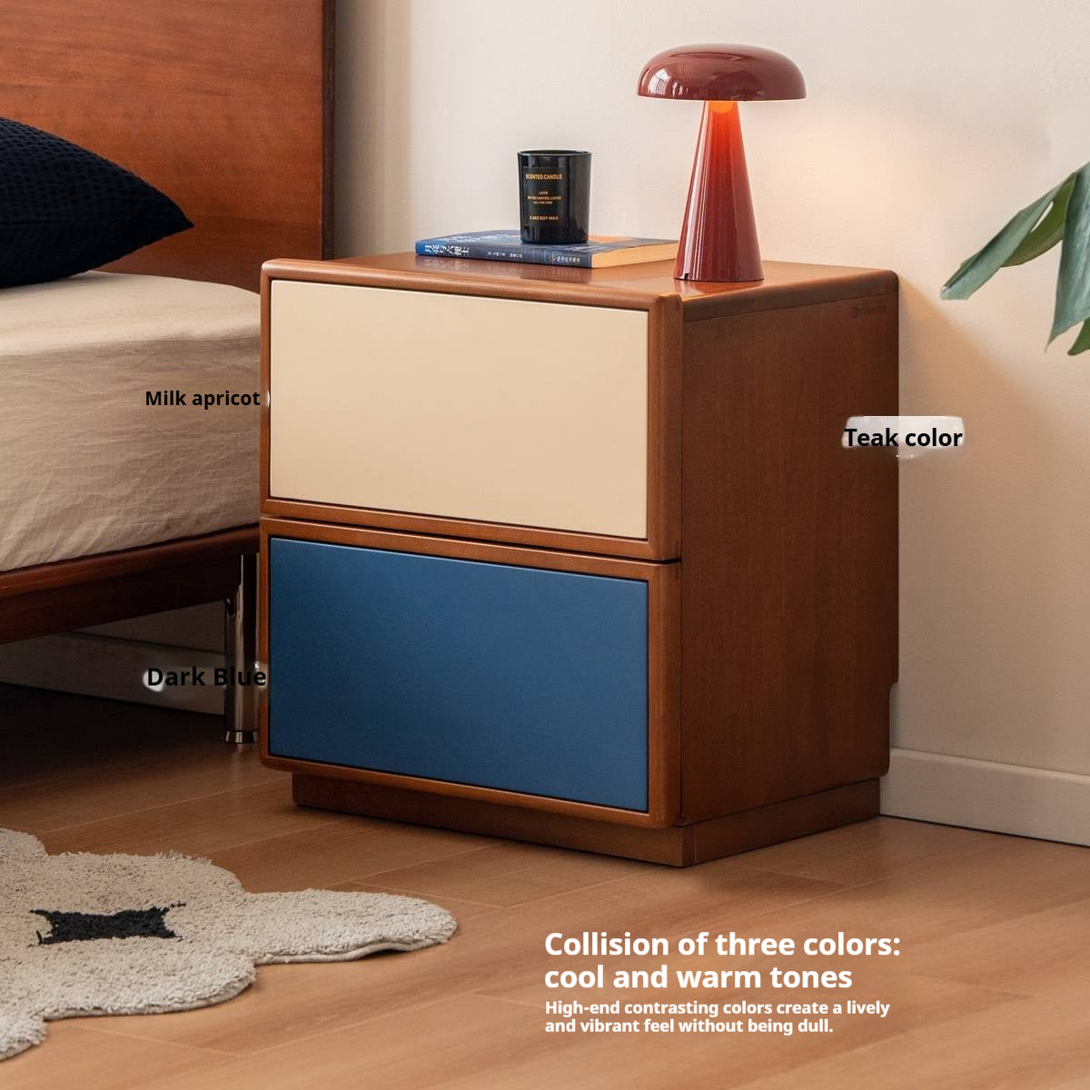 Poplar Solid Wood Bauhaus Style Nightstand