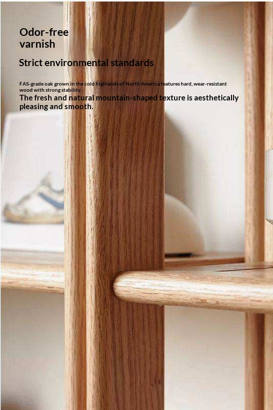 Oak Solid Wood, Solid Rubberwood Modern Ultra-Thin Bookshelf