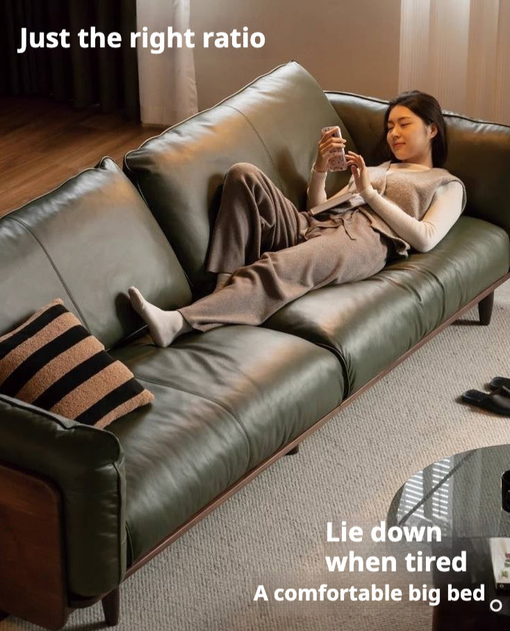 Black Walnut Solid Wood,Solid Sandalwood Genuine leather, fabric Sofa