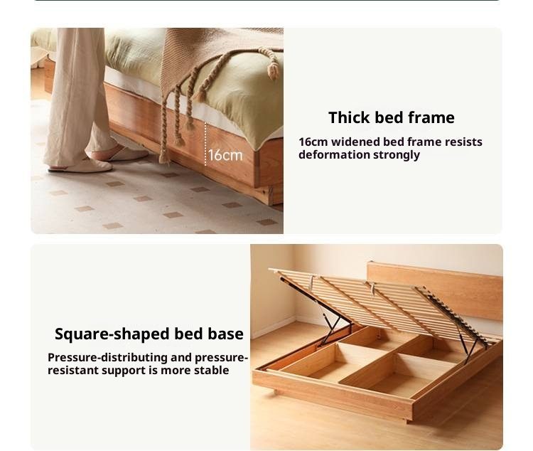 Cherry Solid Wood Night Light Suspended Box Bed