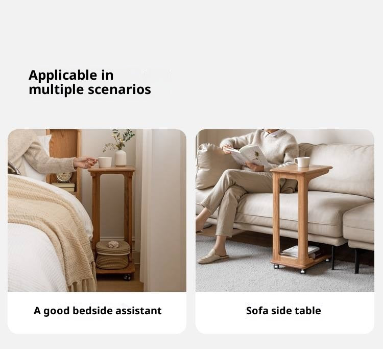 Oak Solid Wood Modern Minimalist Movable Nightstand