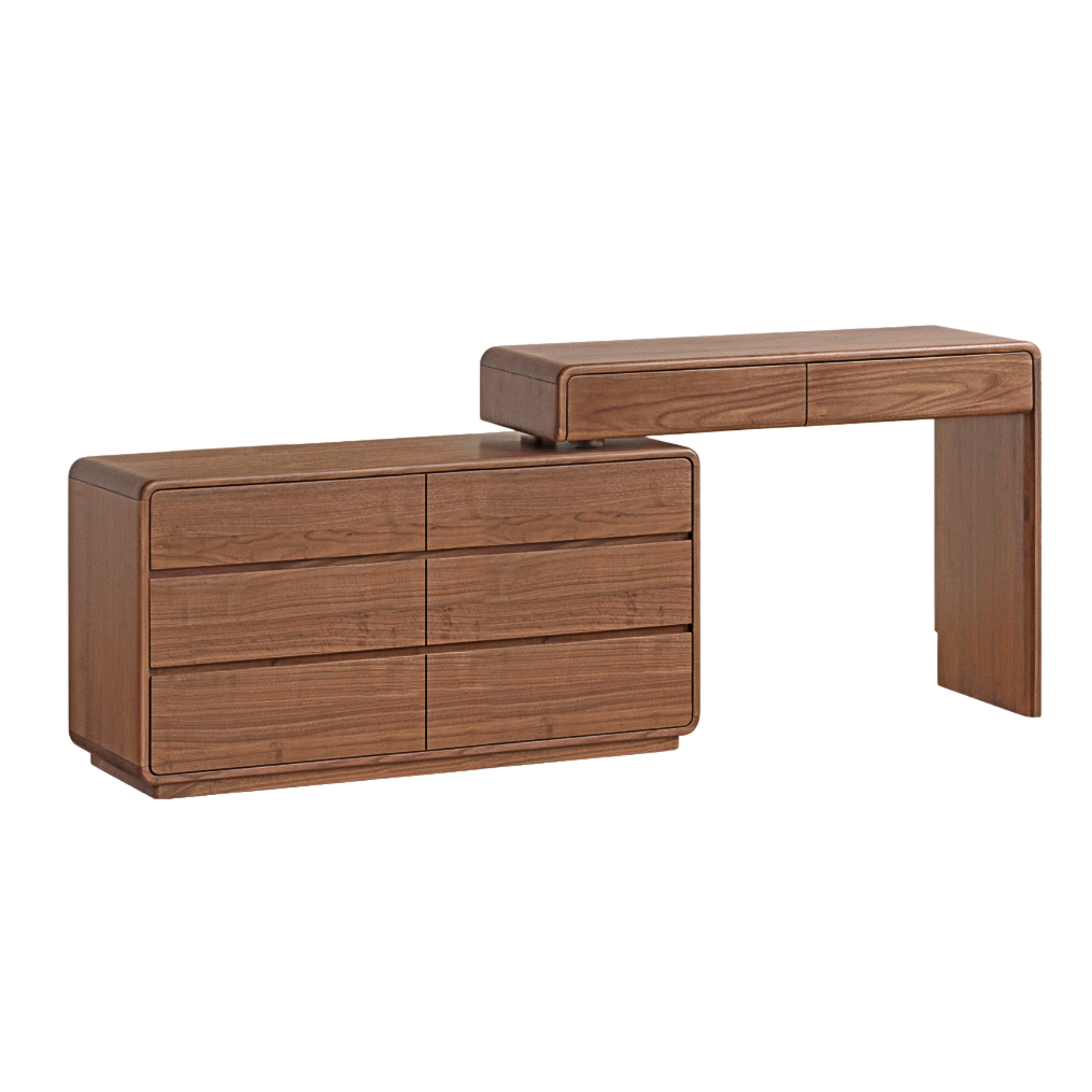 Black Walnut, Sandalwood Solid Wood Dressing Table Chest Of Drawers.