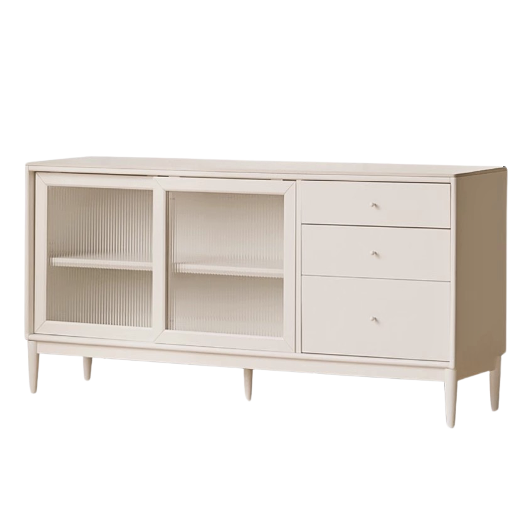 Solid RubberWood Dining Sideboard Cream Style Against The Wall Integrated
