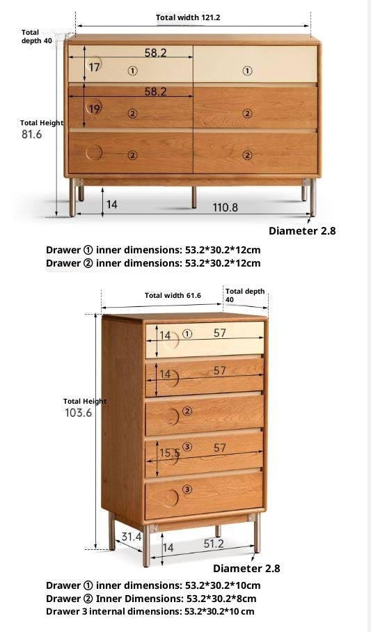 Cherry, Tulipwood Solid Wood Modern Minimalist Chest of Drawers