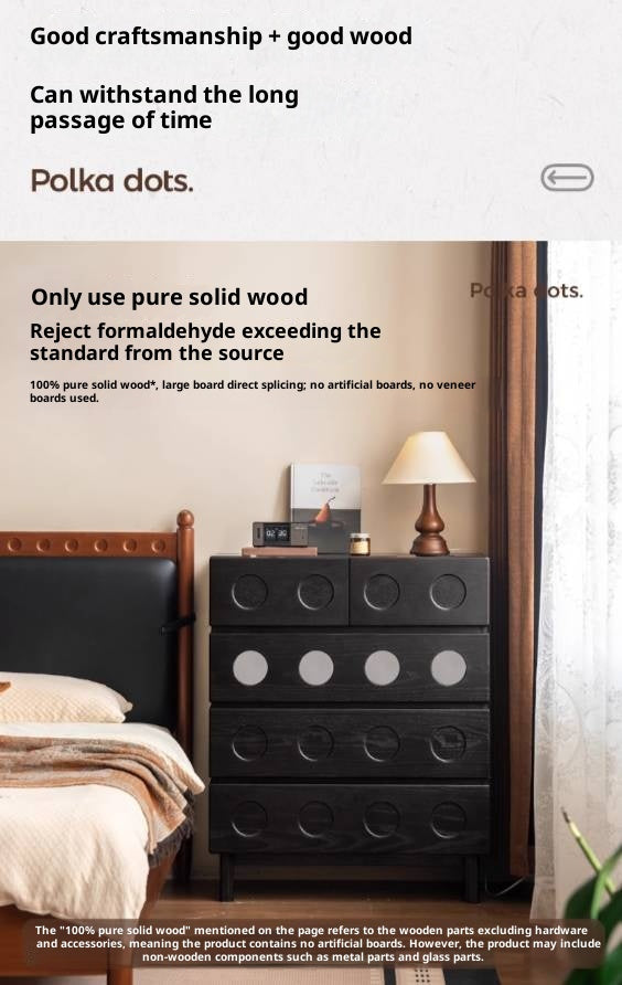 Oak Solid Wood Vintage Style Five-Drawer Chest