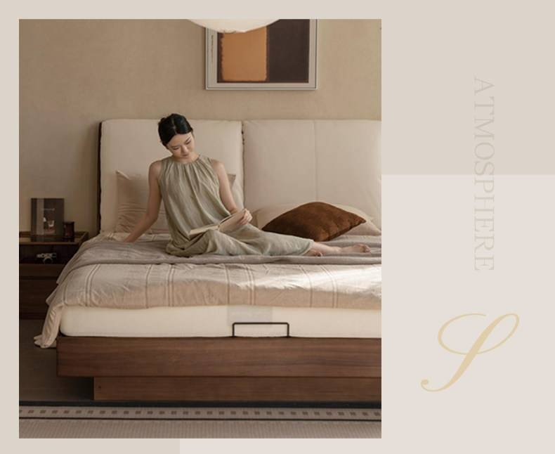 Black Walnut Solid Wood Italian Luxury Leather Bed