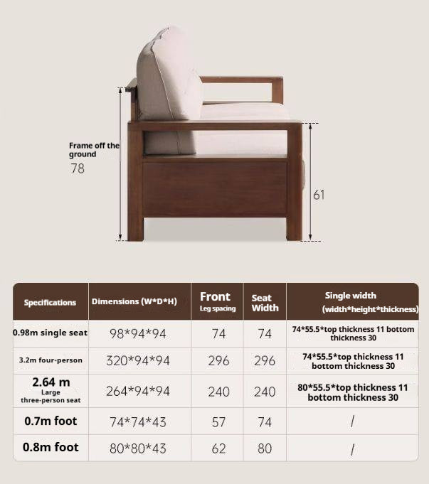 Sandalwood Solid Wood Fabric Sofa