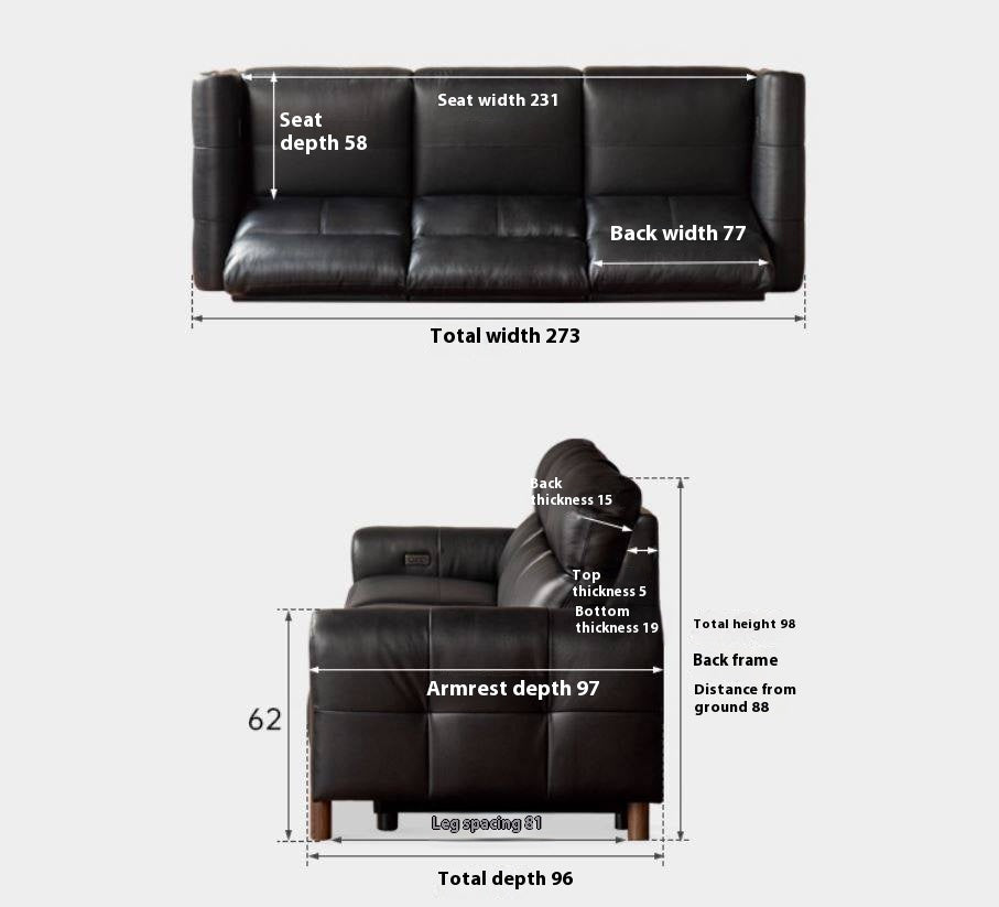 Top Grain Genuine Leather Zero Wall Power Reclining Sofa