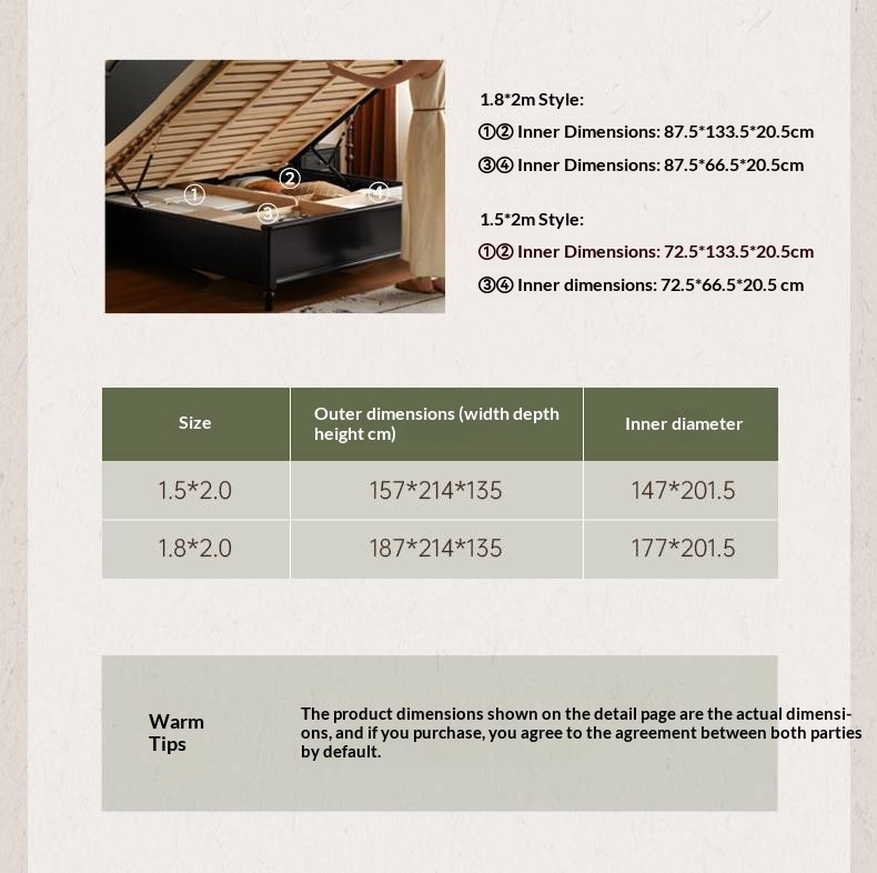 Rubberwood Solid Wood Bed American Retro Black Style