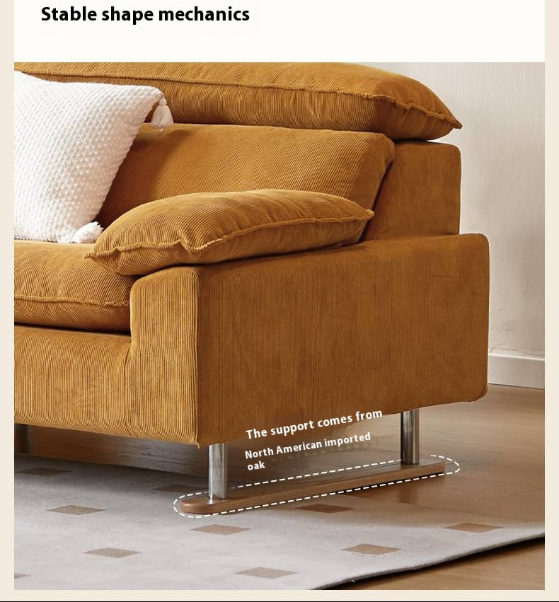 High-Back Corduroy Fabric Sofa with Removable Cover
