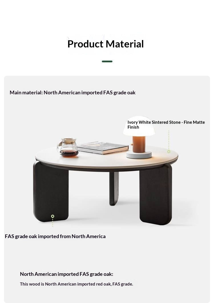 Oak Solid Wood Slate Black Coffee Table