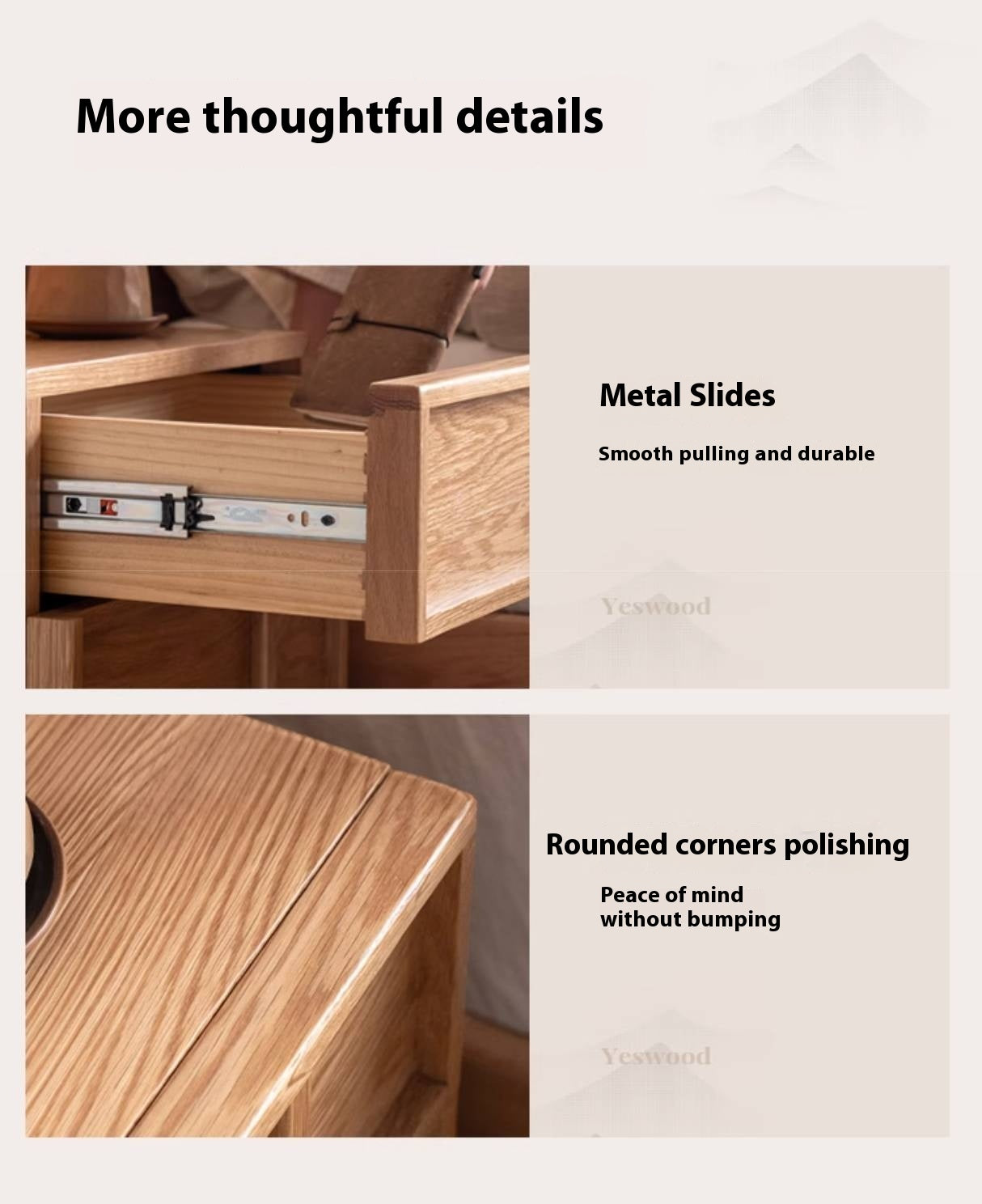 Red Oak, White Oak, White Ash Solid Wood Two-drawer Nightstand