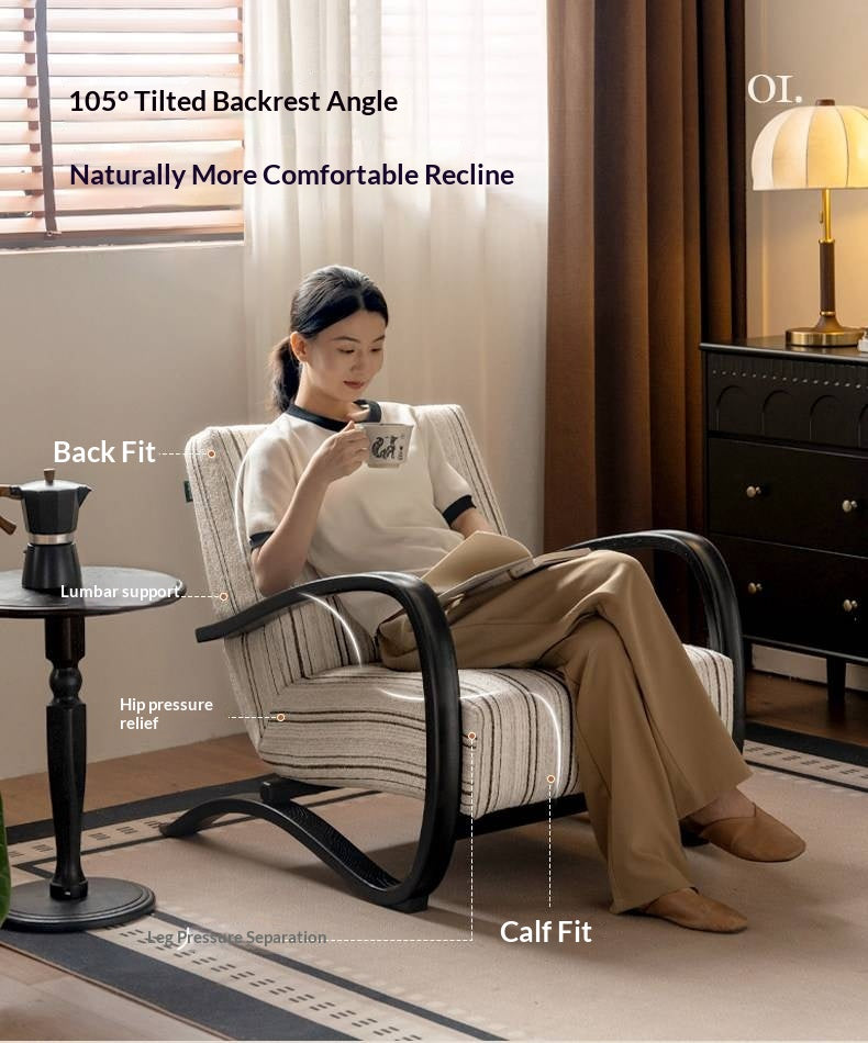 Ash Solid Wood Mid-Century Modern Rocking Accent Chair with Bentwood Frame