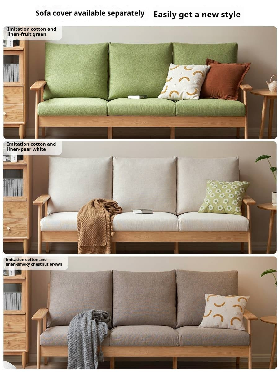 Oak Solid Wood Fabric Sofa.