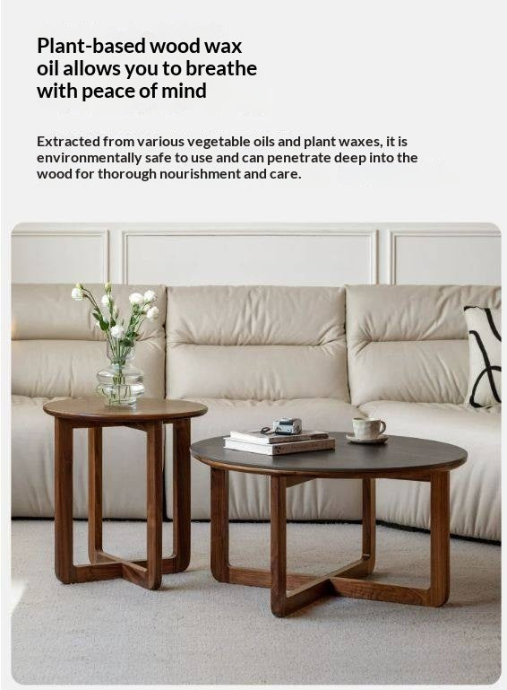 Black Walnut Solid Wood Combination Coffee Table Rock Surface