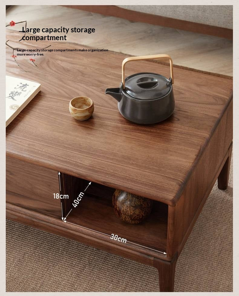 Black Walnut, Ash Solid Wood Modern Coffee Table