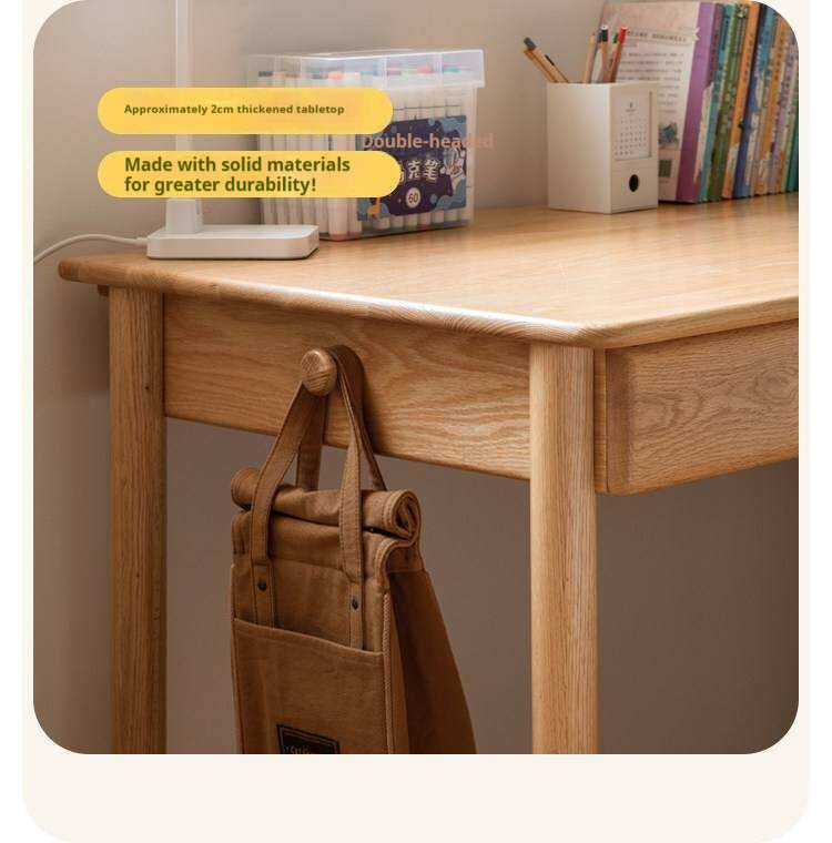 Oak Solid Wood Minimalist Kids Study Desk