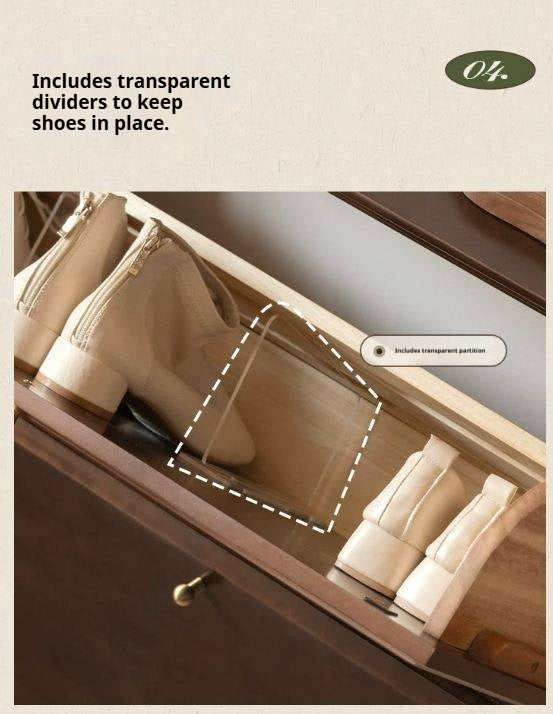 Poplar Solid Wood Retro ultra-thin Shoe Cabinet