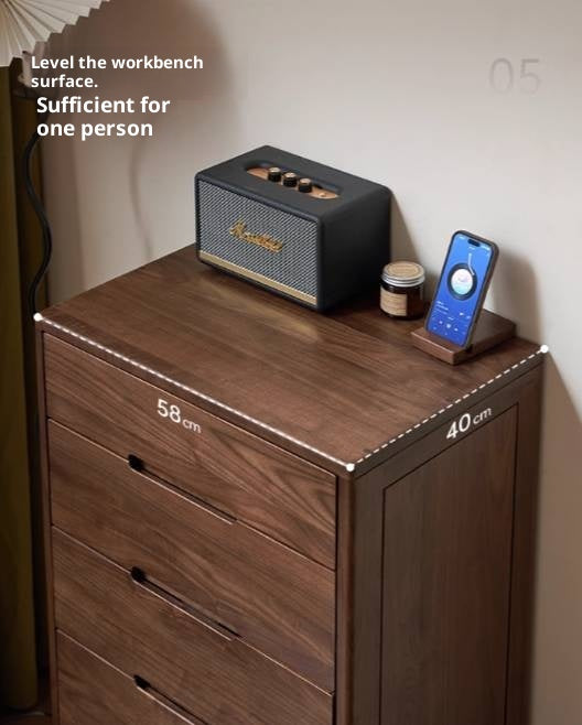 Black Walnut Solid Wood Modern Nordic Style Side Cabinet.