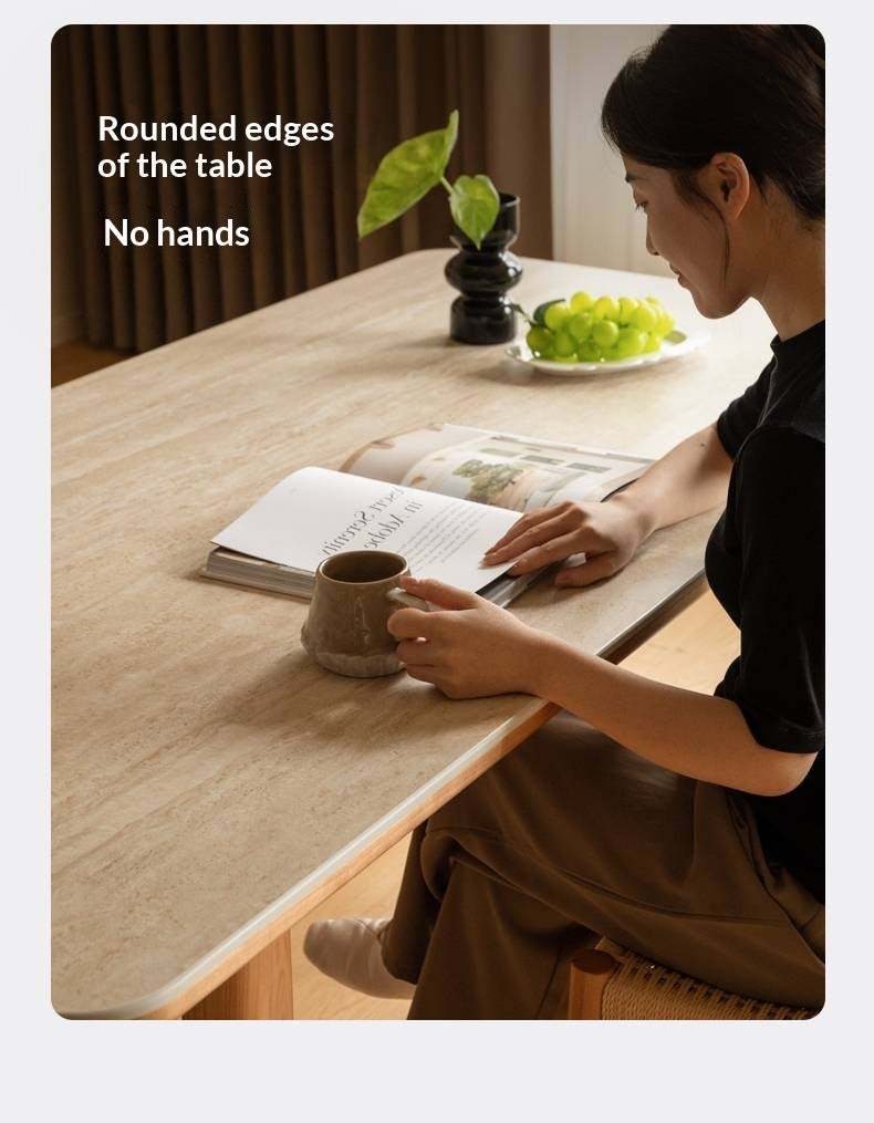 Cherry Solid Wood Retro Rock Board Dining Table