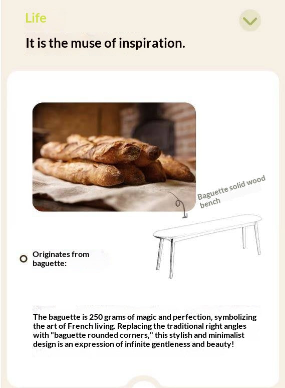 Solid Rubberwood French Cream Style Long Bench