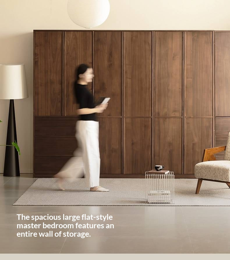 Black Walnut Solid Wood Italian Light Luxury Wardrobe