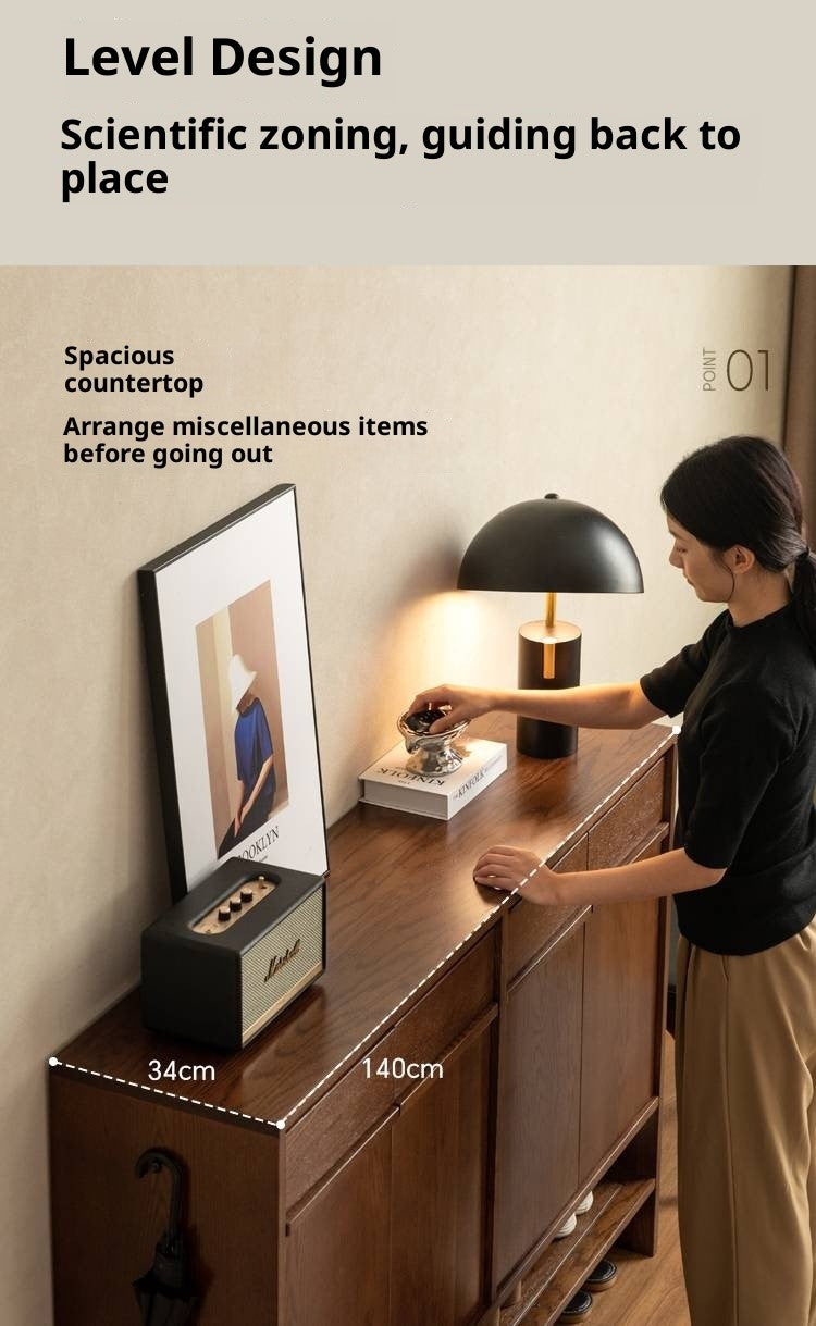 Oak Solid Wood Capacity Shoe Cabinet