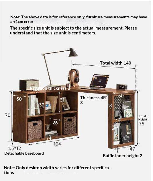 Solid Rubberwood, Oak Solid Wood Telescopic Corner Office Desk