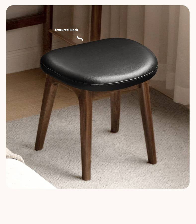 Oak, Black Walnut, Ash, Poplar Solid Wood Makeup Soft Stool.