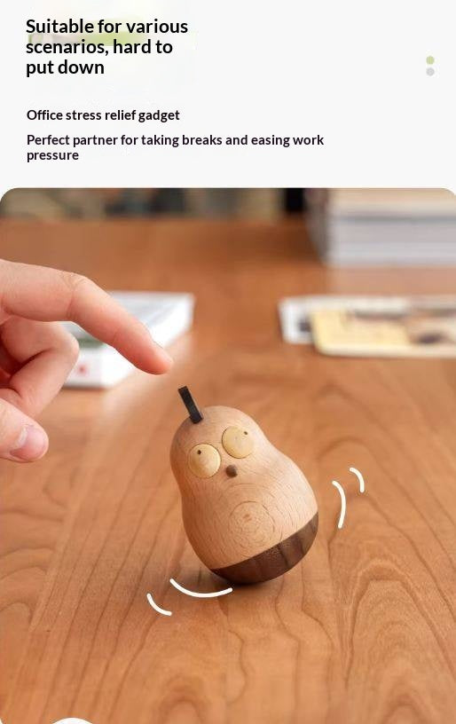 Beech, Black Walnut Solid Wood Tumbler Desk Ornament with Simple Creative Design