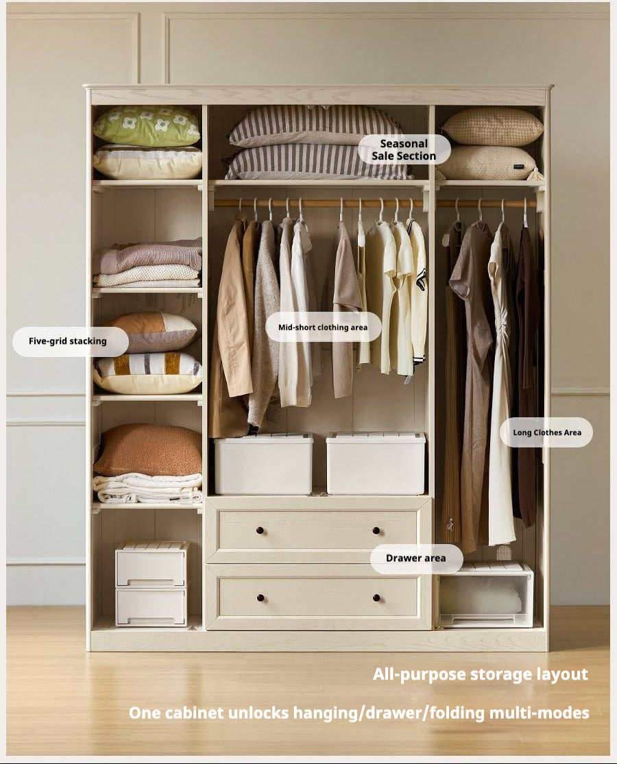 Ash Solid Wood American Style Wardrobe