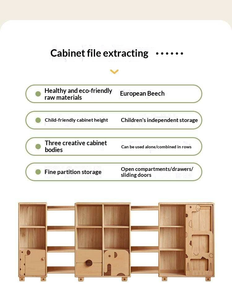 Oak Solid Wood Multi-Layer Children's Bookcase