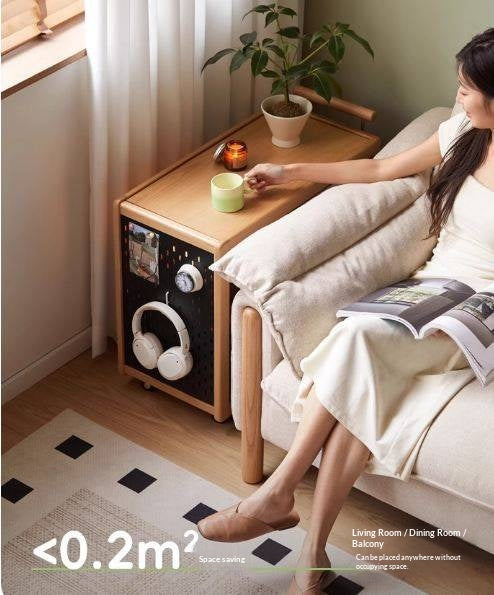Beech Solid Wood Modern Corner Mobile Side Table