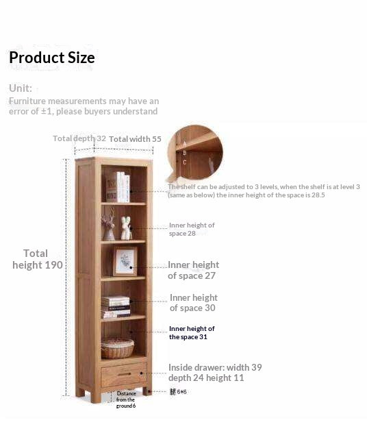 Oak Solid Wood Floor-To-Ceiling Bookshelf