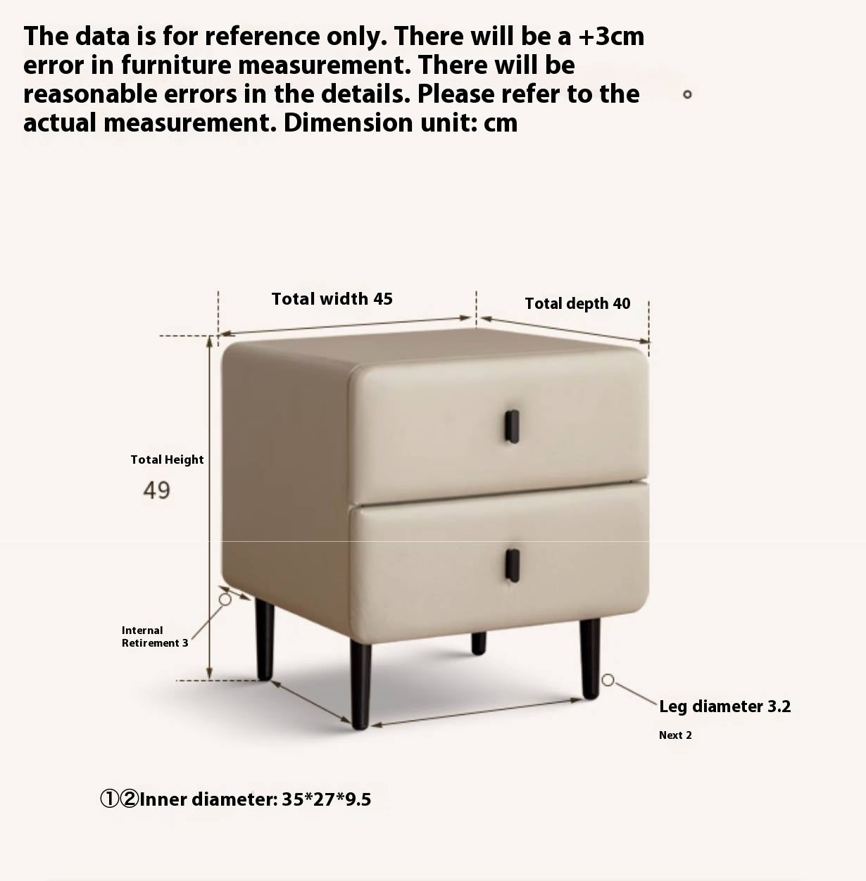 Fabric Cream Style Soft Nightstand