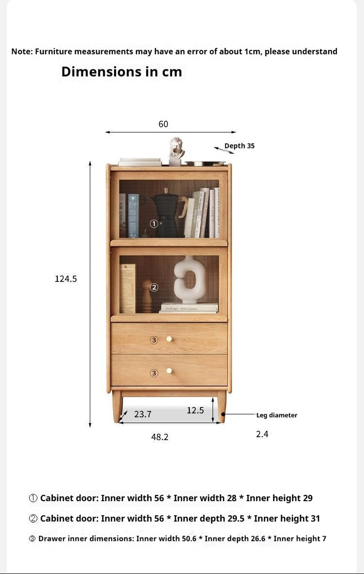 Oak, Ash Solid Wood Flip Door Side Cabinet LED Light